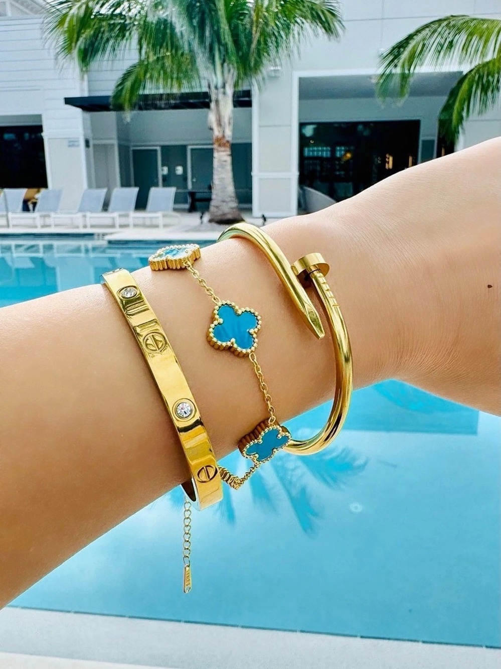 Gold Clover Bracelet Stack
